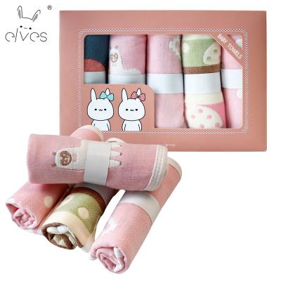 China 6 Layers QUICK DRY Extra Soft Absorbent Natural Cotton Muslin Baby Washcloths With Design Baby Cartoon Printed Newborn Face Towel for sale