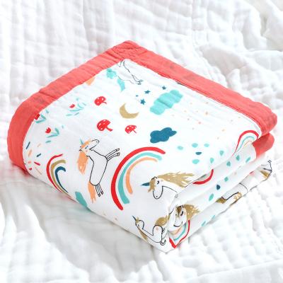 China Anti-Static Bamboo Cotton Baby Muslin Wraps Custom High Density Print Design Covering 2-6 Layers Receiving Blankets Muslin Squares for sale