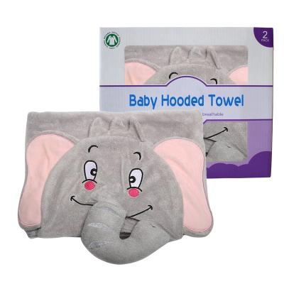 China Hypoallergenic Animal Hooded Newborn Hooded Towel Baby Elephant Design Baby Towel Elephant Bamboo for sale