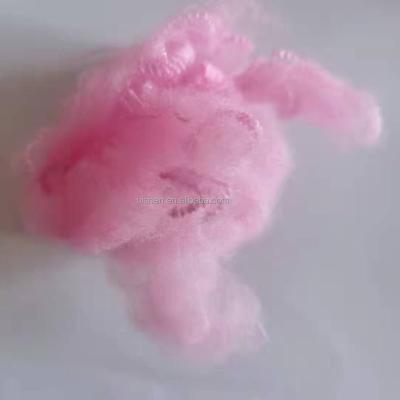 China Anti-Warping GRS Certified 100% Recycled Polyester Fiber Dyed 1.5D44MM Pink for sale