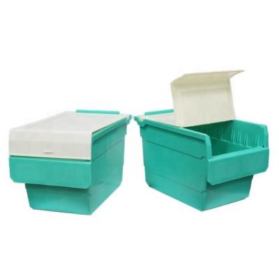 China Screw Sustainable Industrial Storage Tool Space Saving Stackable Plastic Room Trash Cans With Lid for sale