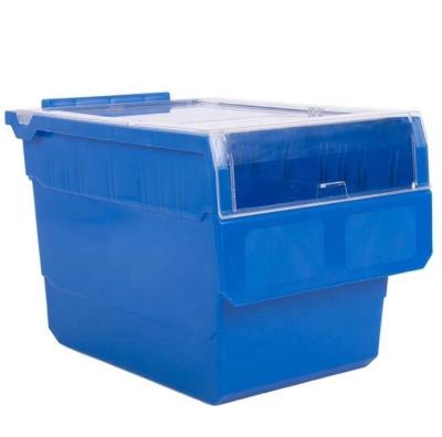 China Viable Pharmacy Storage Retail Solution Nesting Plastic Parts Bins With Lid for sale