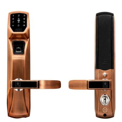 China Thicken hot sale stainless steel semiconductor fingerprint password emergency smart card APP smartdoor lock zinc alloy for sale