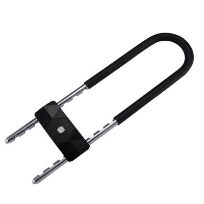 China Alloy Steel Electronic U Lock With Long Neck And Fingerprint For Glass Door And Bicycle for sale