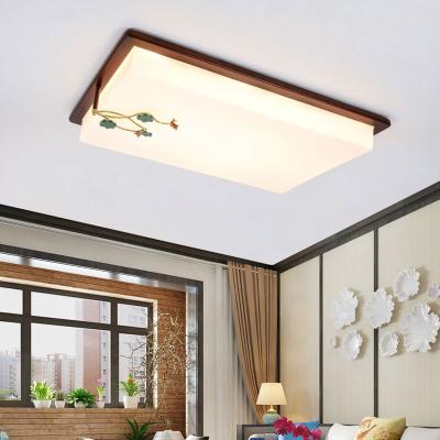 China Contemporary Chinese Style Ceiling Lights 200W 1000mm*700mm Wooden LED Ceiling Lamp For Home Lighting Rectangular Hall Living Room for sale