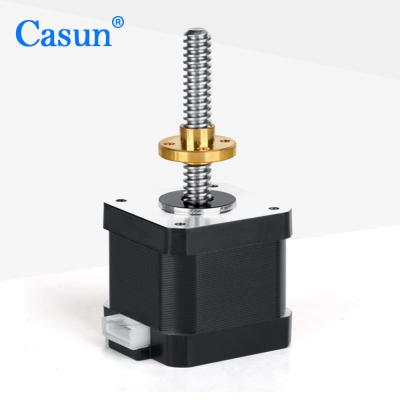 China Motor de pasos de la nema 17 lineares de Casun 34m m con el tornillo de posicionamiento 42m m 6.4V 1.28A en venta