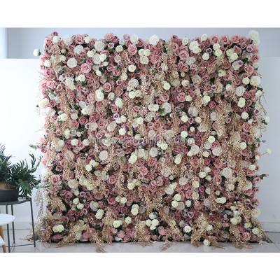 China Wedding Events Decor Pink Rose Hydrangea Flower Wall Backdrop Flower Panels for sale