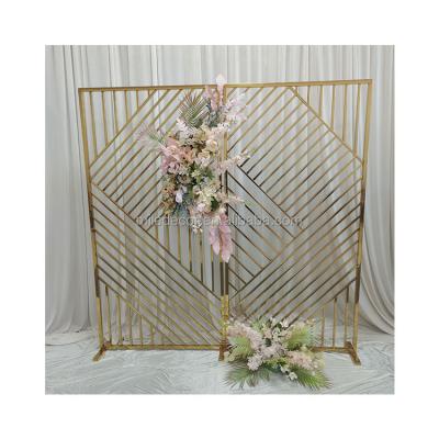 China Wedding New Design Gold Square Arch Flower Stand Wedding Arch Backdrop for sale