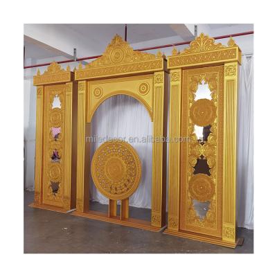 China Shows Events Wedding New Design Wedding Stage Rectangle Shapes Acrylic Gold Wedding Backdrop For Event for sale