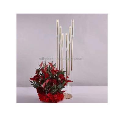 China Easily Assembled Long Life Wedding Supplies Acrylic Candelabra Wedding Centerpiece Home Decoration Acrylic Candle Holder for sale