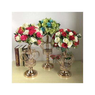 China Wedding Party Table Centerpiece Gold Metal Wedding Decoration High Quality Flower Stand for sale