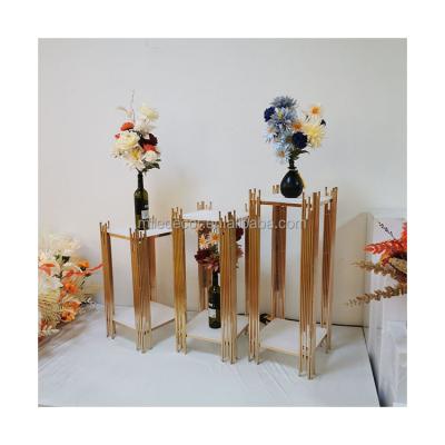 China Party / Wedding Decoration Metal Wholesale Wedding Cake Tools Gold Flower Table Pedestal Pedestal For Event Home Decor for sale