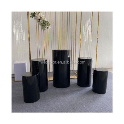 China Party / Wedding Black Round Wedding Pillar Pedestal Pedestals New Design Event Decoration Acrylic Flower Wedding Pedestals Set for sale