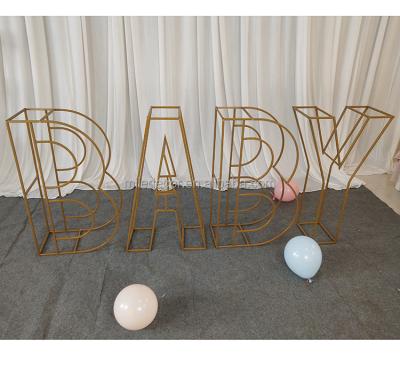 China Wedding balloon flower iron gold metal alphabet stand BABY wire letter for baby shower party for sale