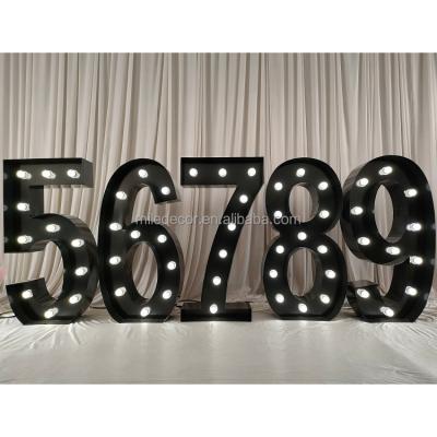 China New buildings design black iron metal alphabet letter led sign light up marquee numbers for sale