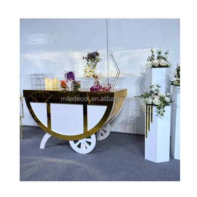 China Luxury events restaurant banquet party candy bar for party birthday display acrylic gold candy cart cotton candy cart with wheels for sale