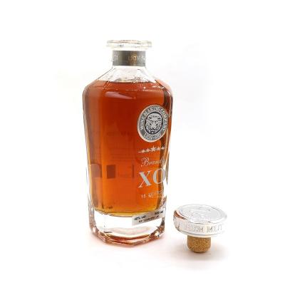 China Non spill factory DIRECT COGNAC 500ml700ml1000ml XO GLASS BOTTLE cap with crown cap synthetic cork for sale