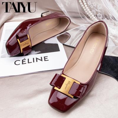 China Breathable High Quality Square Heeled Pumps Shoes Autumn Women Short Heel Ladies Shoes Single Shoes Pump for sale