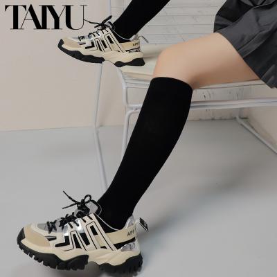 China Wholesale Fashion Trend Sports Shoes White Platform Increasing Size Chunky Sneakers For Women Lace Up Breathable for sale