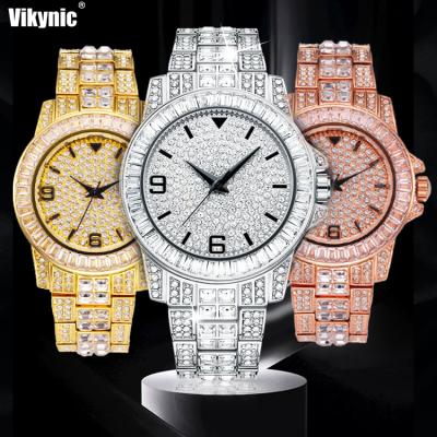 China ALLOY Hip Hop 18K Gold Plated Wrist Watch Micro CZ Stainless Steel Strap Iced Out Luxury Iced Out Watch Men Outlet Watch for sale