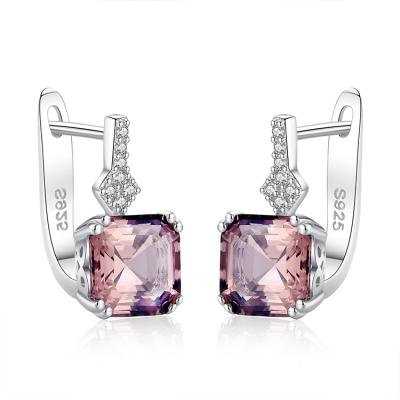 China 2021fashion designer popular earrings brands S925 silver inlaid fine morganite earrings jewelry for sale