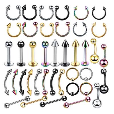 China Stainless Steel Body Piercing Kit Belly Button Piercing, Tongue, Eyebrow, Nipple, Lip, Nose, Body Hiphop Piercing Jewelry for sale