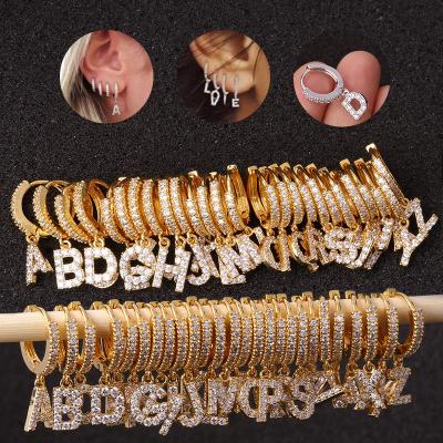 China New Fashion Hiphop 2021 Stainless Steel Bar CZ Zircon Letter Earring Ear Piercing Studs Piercing Jewelry Earring for sale