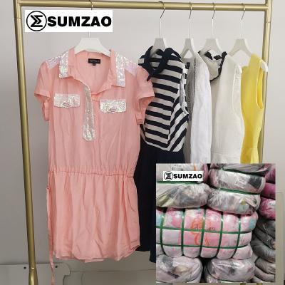 China Cheap price cotton clothing 45kg korean ladies dress second hand clothes in bulk for sale