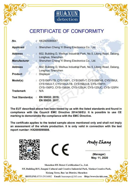 CE - Shenzhen Cheng Yisheng Electronics Co., Ltd.