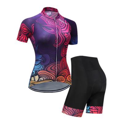 China Drop Shipping Breathable Fashion Women Cycling Tank Top And Shorts Sportswear Breathable Outdoor Bike Clothing Set for sale