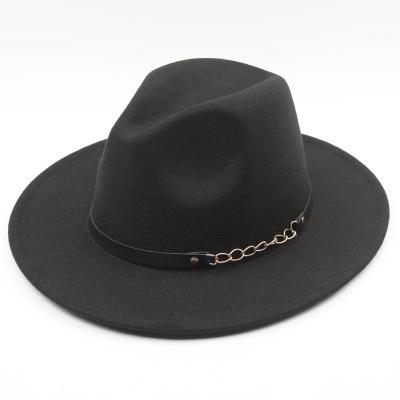 China Hemming British Retro Style Jazz Style Western Wide Brim Ribbon Custom Unisex British Women Fashion Felt Fedora Hats for sale