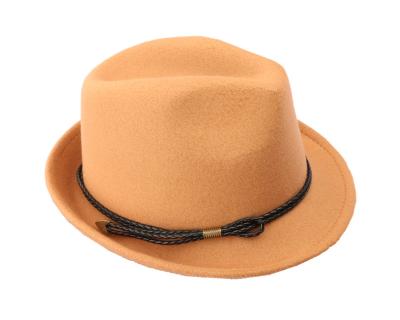 China Custom Made Hemming British Retro Style Jazz Western Wide Brim Brim British Womens Unisex Fashion Felt Fedora Hats for sale