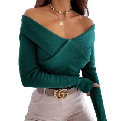 China Women's Autumn 2021 Fashion Knitwear V-Neck Sweater Anti-Shrink Sweaters Jumper Women Sweaters Fashionable for sale