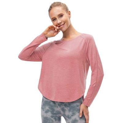 China Shirts & Tops Custom Women's Round Collar Neck Long Sleeve Sports Quick Dry Good Quality Workout Shirt Golf T-shirts Tennis Ladies Training Tops for sale