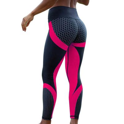 China Breathable Yoga Pants Digital Printing Honeycomb Hip Waist High Workout Fitness Gaiters for sale