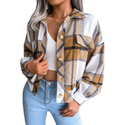 China Anti-wrinkle Autumn And Winter Plaid Lantern Coat Jacket College Long Sleeve Woolen Jacket for sale