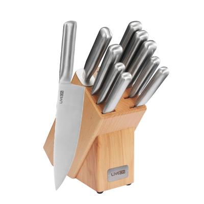 China Sustainable 9 Pcs Knife Set Kitchen Knife Set Block Set Knife With Built-in Hollow Handle for sale