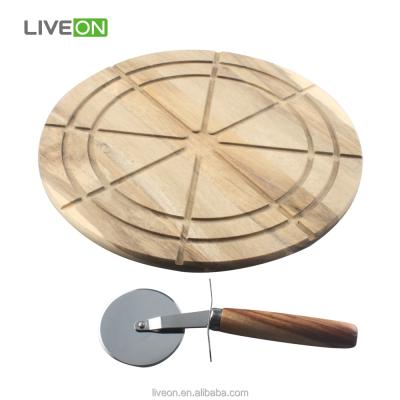 China Wooden Pizza Cutting Board or Tray With Pizza Knife for sale