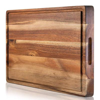 China Thick Solid Acacia Wood Chopper Wooden Cutting Board Sustainable Food Grade Large Custom Kitchen for sale