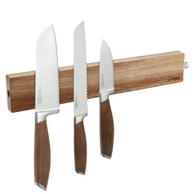 China 12 Inch Durable Powerful Wooden Knife Rack Wooden Storage Magnetic Strip for sale