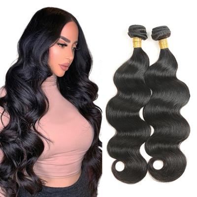 China Unprocessed 100% Brazilian Body Wave Hair Bundles Body Wave Virgin Hair Extensions Natural Black Color With Baby Hair for sale