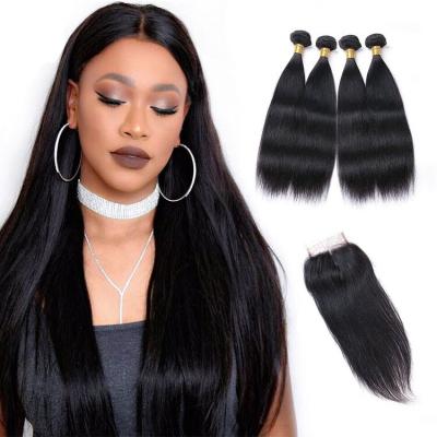 China ZSF 7A/8A/10A Silky Straight Hair Indian Silky Straight Hair Bundle With Closure Virgin Hair Wholesale Unprocessed Hair Extension for sale