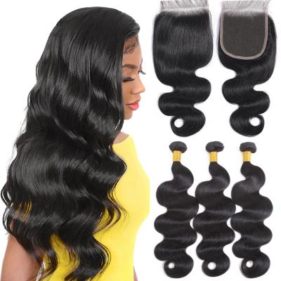 China Body Wave ZSF Body Wave Bundles With Closure, Wholesale Brazilian Virgin Hair Bundles, Mink Brazilian Virgin Hair Bundles With Closure for sale