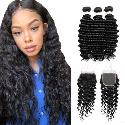 China Indian Wholesale Deep Wave ZSF Cuticle Aligned Hair Bundles Deep Wave Hair Bundles Vendors Hair Extension For Black Women for sale