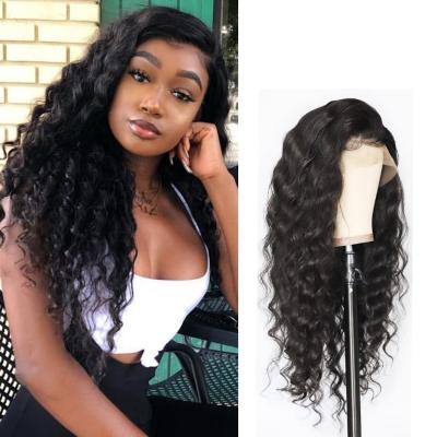 China ZSF Deep Loose Human Hair Wigs Wholesale Unprocessed Brazilian Deep Loose Wave 4*4 Lace Closure Wig 100% Virgin Hair For Black Women for sale