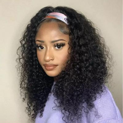 China Water Wave Water Wave Headband Wig Hair Wigs For Women Brazilian Hair Glueless Remy Curly Human Hair Wigs Colored for sale