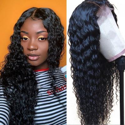 China ZSF Deep Wave Hair Wigs Wholesale Unprocessed Brazilian Deep Wave 13*4 Lace Frontal Wig 100% Virgin Hair Wig For Black Women for sale