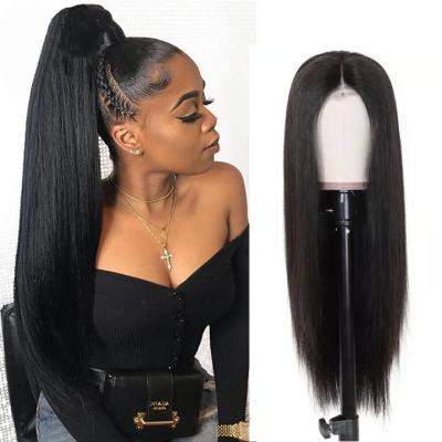 China ZSF Silky Straight Hair 13x4 Lace Frontal Wig Wholesale Silky Straight Raw Brazilian Virgin Cuticle Aligned Hair Wigs For Black Women for sale