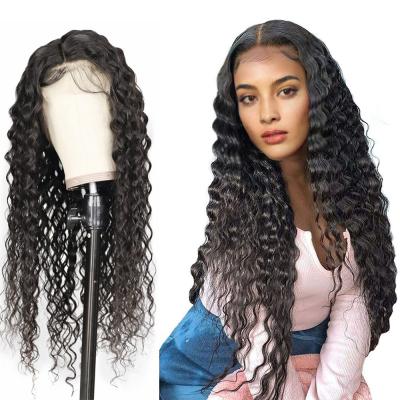 China ZSF Deep Wave Hair Wigs Wholesale Raw Human Hair 13*4 HD Brazilian Unprocessed Virgin Lace Front Deep Wig 100% Human Hair Wigs For Black Women for sale