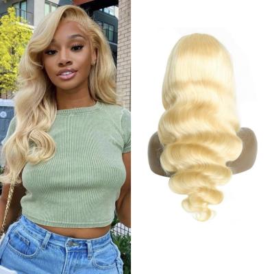 China ZSF Silky Straight Hair Wave Wigs Wholesale Unprocessed Brazilian Virgin Hair 613 Blonde Body Wave Lace Frontal Wig 613 Blonde Color For Black Women for sale